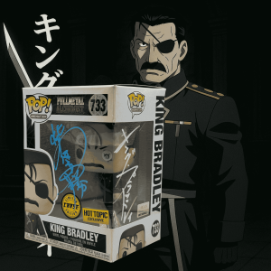 King Bradley Hot Topic Chase w/ Barcode Funko Pop – Signed by Ryuuzaburou Ootomo (Japanese VA)